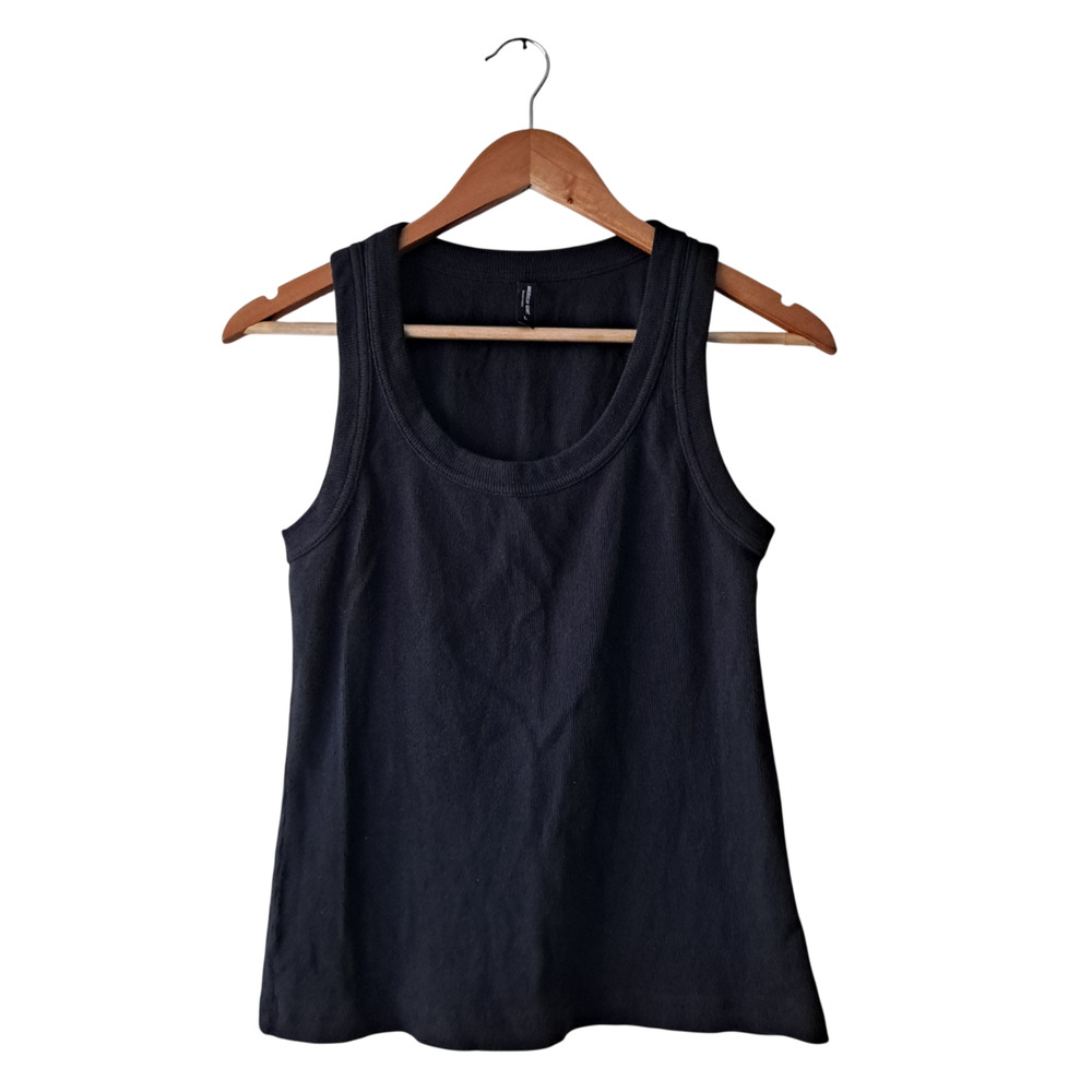 American Giant Rib Tank Sleeveless Stretch Scoop Neck Top Black Womens Size XS - Picture 2 of 10